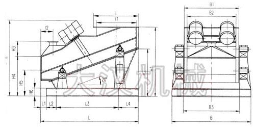 上振式直線(xiàn)振動(dòng)篩外形圖